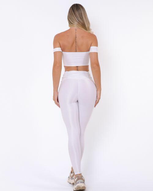 Conjunto Calça Básica Cós Franzido Compressão + Top Ciganinha