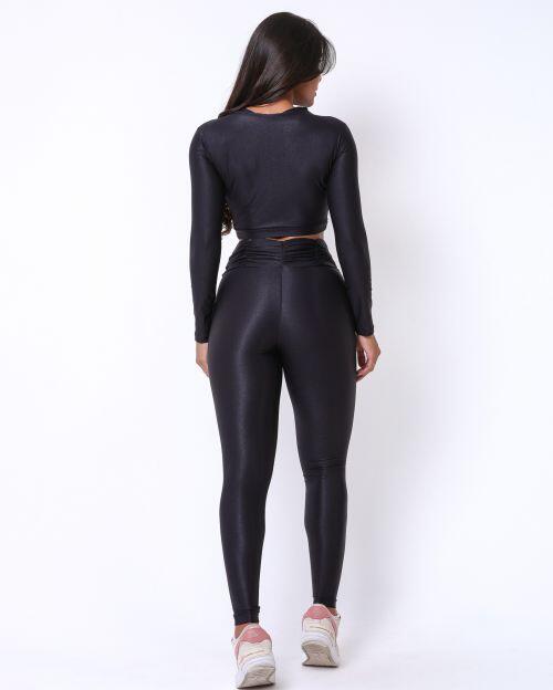Conjunto Calça Básica Cós Franzido Compressão + Top Maria