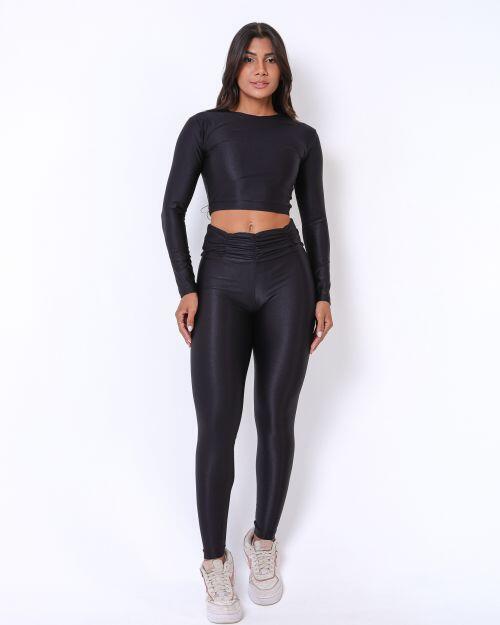 Conjunto Calça Básica Cós Franzido Compressão + Top Maria