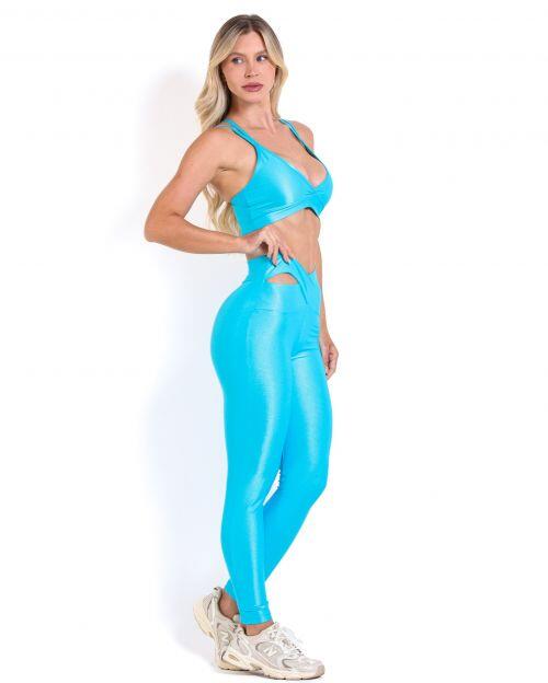 Conjunto Calça Legging Básica Cós Cruzado Compressão + Top Vivi