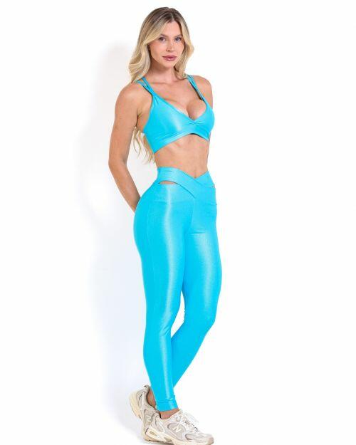 Conjunto Calça Legging Básica Cós Cruzado Compressão + Top Vivi