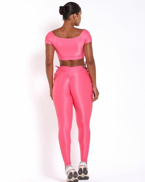 Conjunto Calça Empina Ajuste Compressão + Top Manguinha