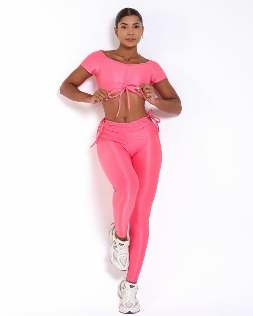 Conjunto Cal�a Empina Ajuste Compress�o + Top Manguinha