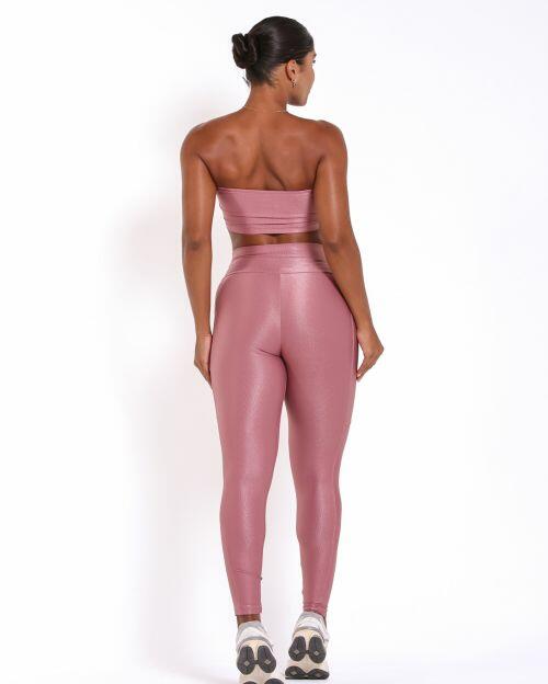 Conjunto Calça Legging Básica Bolso Compressão + Top Faixa