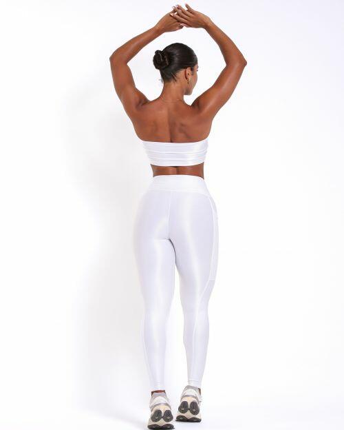 Conjunto Calça Legging Básica Bolso Compressão + Top Faixa