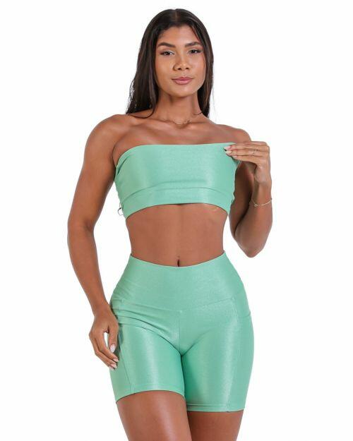 Conjunto Short Bolso Duplo Compressão + Top Faixa