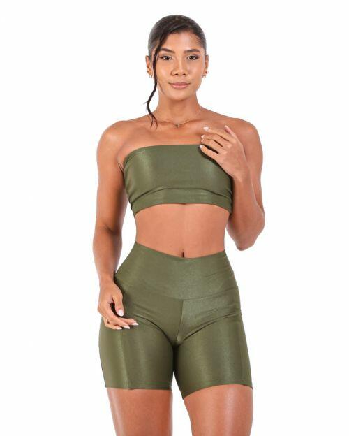 Conjunto Short Bolso Duplo Compressão + Top Faixa