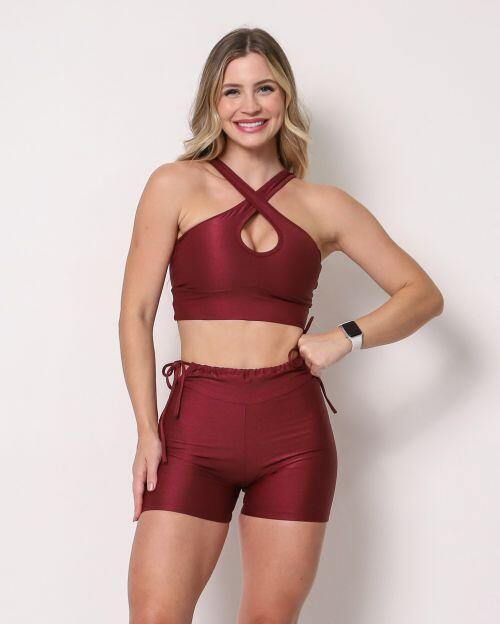 Conjunto Short Empina Ajuste Compress�o + Top Cruzado
