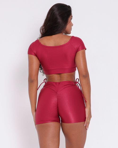 Conjunto Short Empina Ajuste Compressão + Top Manguinha