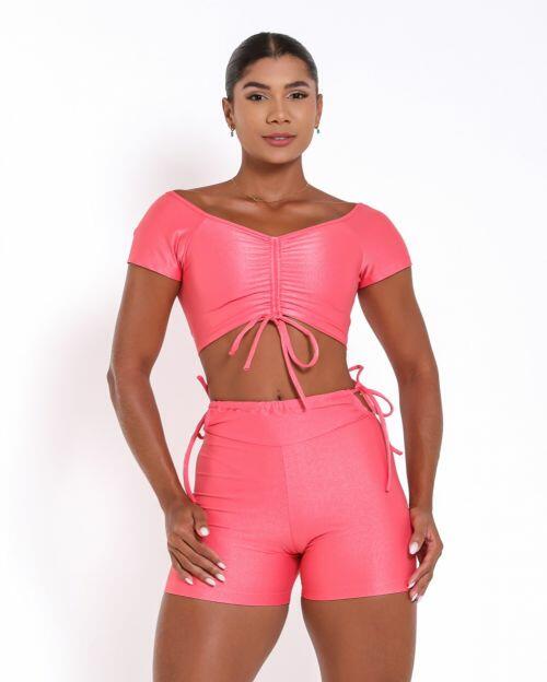 Conjunto Short Empina Ajuste Compress�o + Top Manguinha