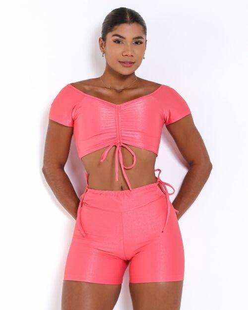 Conjunto Short Empina Ajuste Compress�o + Top Manguinha