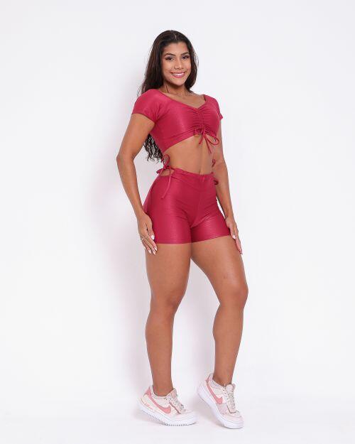 Conjunto Short Empina Ajuste Compressão + Top Manguinha