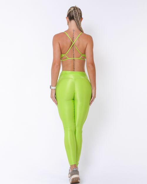 Conjunto Calça Legging Empina Vivo Cós Reto Compressão + Top Bianca