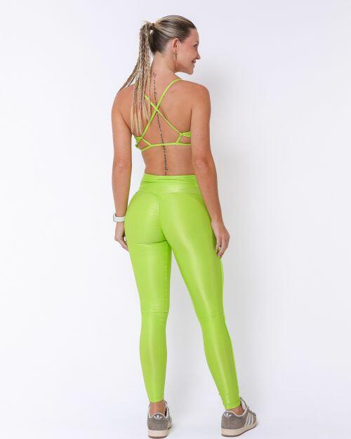 Conjunto Calça Legging Empina Vivo Cós Reto Compressão + Top Bianca
