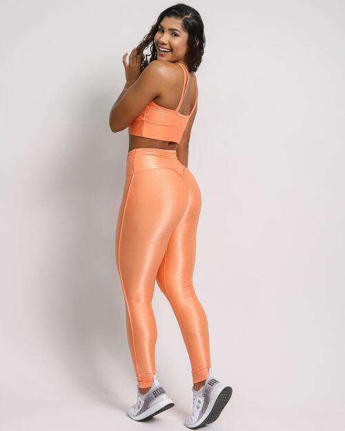 Conjunto Calça Legging Empina Vivo Cós Reto Compressão + Top Cruzado