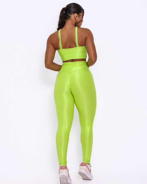 Conjunto Calça Legging Empina Vivo Cós Reto Compressão + Top Cruzado
