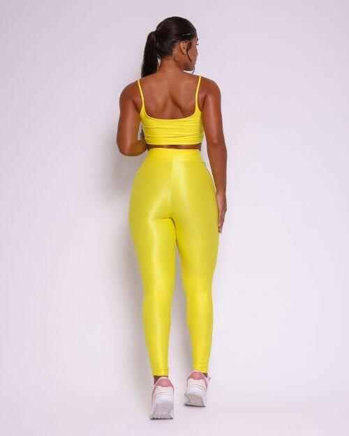 Conjunto Calça Legging Básica Cós Cruzado Compressão + Top Bruna