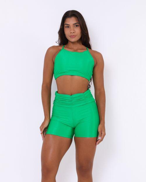 Conjunto Short Básico Cós Franzido Compressão + Top Paula