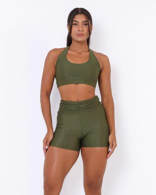 Conjunto Short Básico Cós Franzido Compressão + Top Jhully