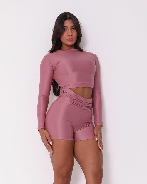 Conjunto Short Básico Cós Franzido Compressão + Top Maria