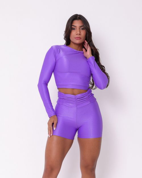 Conjunto Short Básico Cós Franzido Compressão + Top Maria