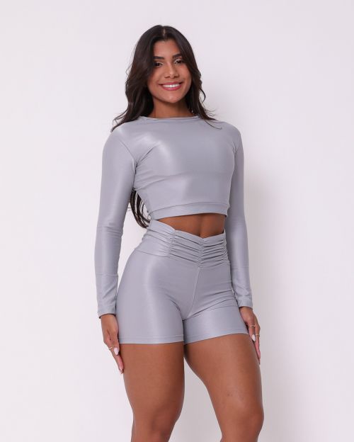 Conjunto Short Básico Cós Franzido Compressão + Top Maria