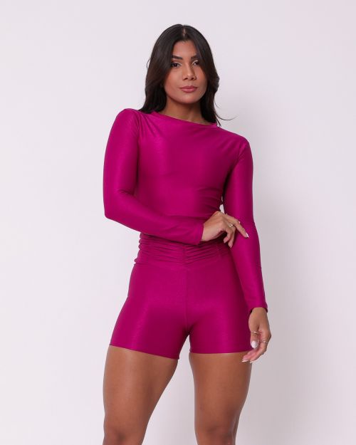 Conjunto Short Básico Cós Franzido Compressão + Top Maria