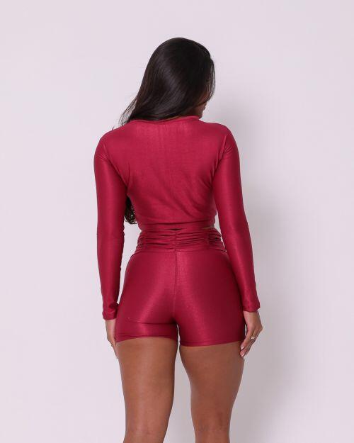 Conjunto Short Básico Cós Franzido Compressão + Top Maria