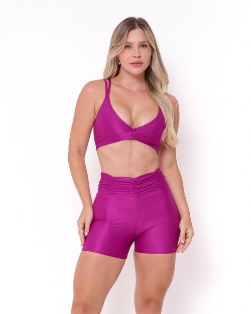 Conjunto Short Básico Cós Franzido Compressão + Top Vivi