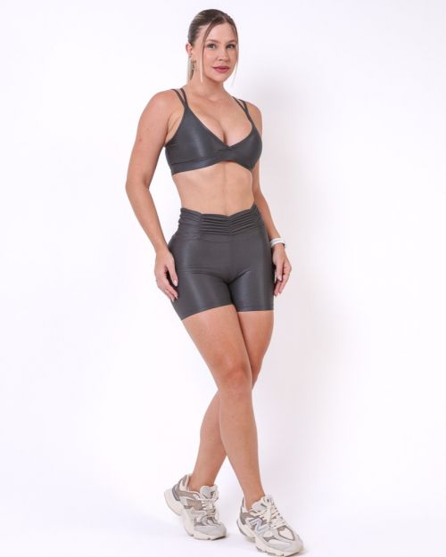 Conjunto Short Básico Cós Franzido Compressão + Top Vivi