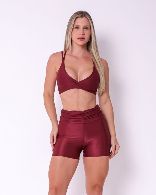 Conjunto Short Básico Cós Franzido Compressão + Top Vivi