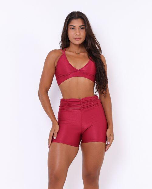 Conjunto Short Básico Cós Franzido Compressão + Top Vivi