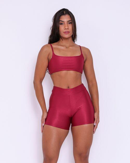 Conjunto Short Básico Cós Fino Compressão + Top Ju