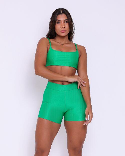 Conjunto Short Básico Cós Fino Compressão + Top Ju
