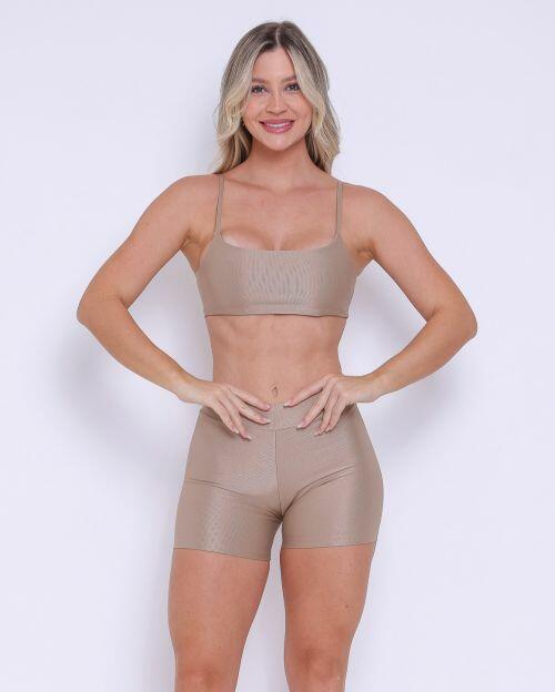 Conjunto Short Básico Cós Fino Compressão + Top Ju