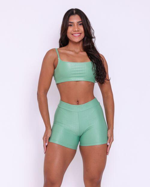 Conjunto Short Básico Cós Fino Compressão + Top Ju
