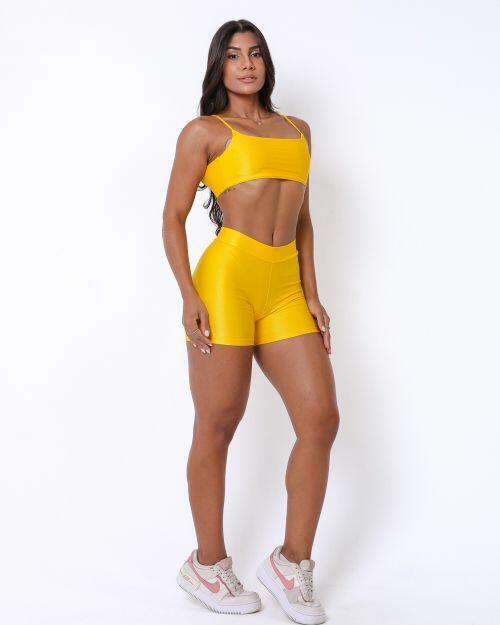 Conjunto Short Básico Cós Fino Compressão + Top Ju