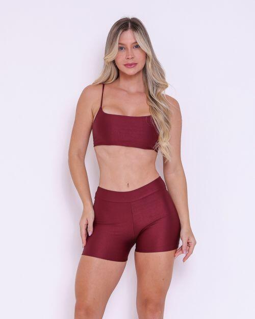 Conjunto Short Básico Cós Fino Compressão + Top Ju
