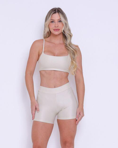 Conjunto Short Básico Cós Fino Compressão + Top Ju
