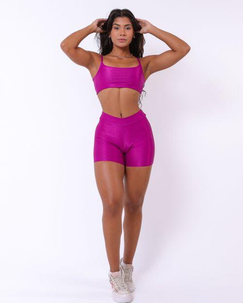 Conjunto Short Básico Cós Fino Compressão + Top Ju