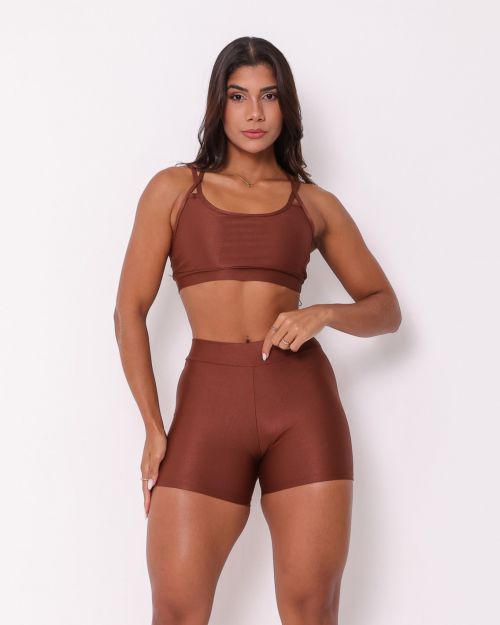 Conjunto Short Básico Cós Fino Compressão + Top Lu