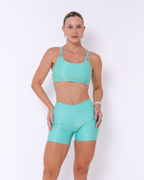 Conjunto Short Básico Cós Fino Compressão + Top Lu