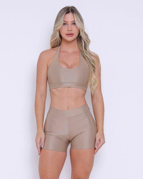 Conjunto Short Básico Cós Fino Compressão + Top Jhully