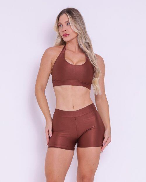 Conjunto Short Básico Cós Fino Compressão + Top Jhully