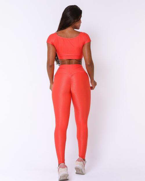 Conjunto Calça Legging Empina Compressão + Top Manguinha