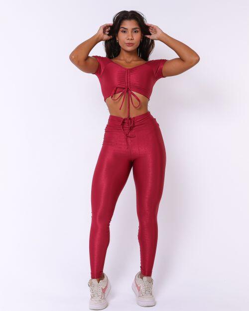 Conjunto Calça Legging Empina Compressão + Top Manguinha