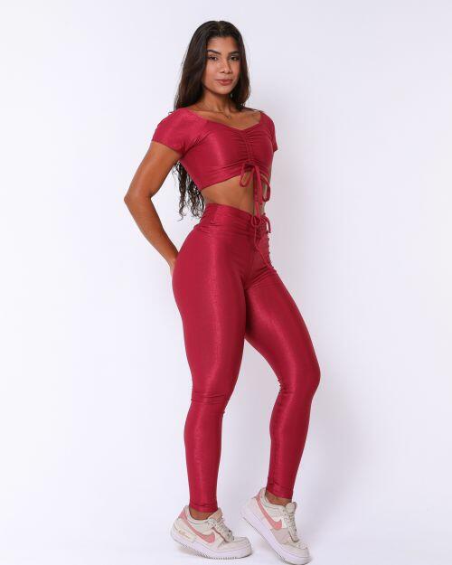 Conjunto Calça Legging Empina Compressão + Top Manguinha