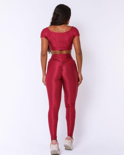 Conjunto Calça Legging Empina Compressão + Top Manguinha