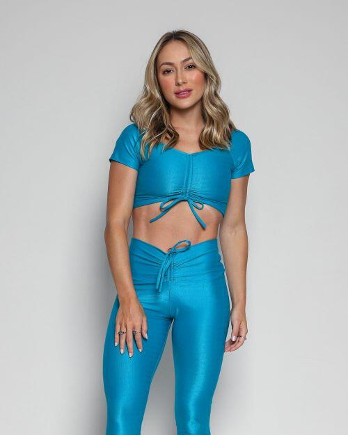 Conjunto Calça Legging Empina Compressão + Top Manguinha