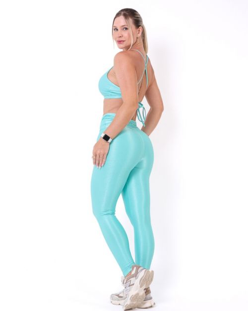 Conjunto Calça Básica Cós Franzido Compressão + Top Paula